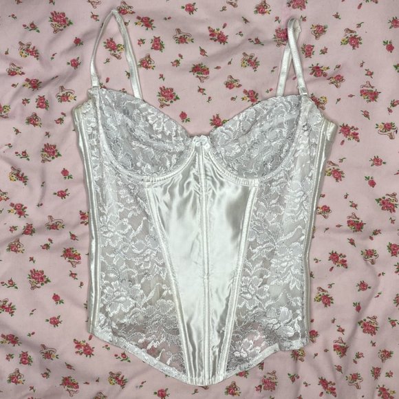 White Vintage Silk Bridal Corset - Picture 1 of 5